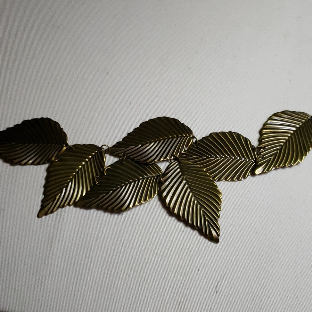Bronze Leaf Statement Necklace - Picture 7 of 7
